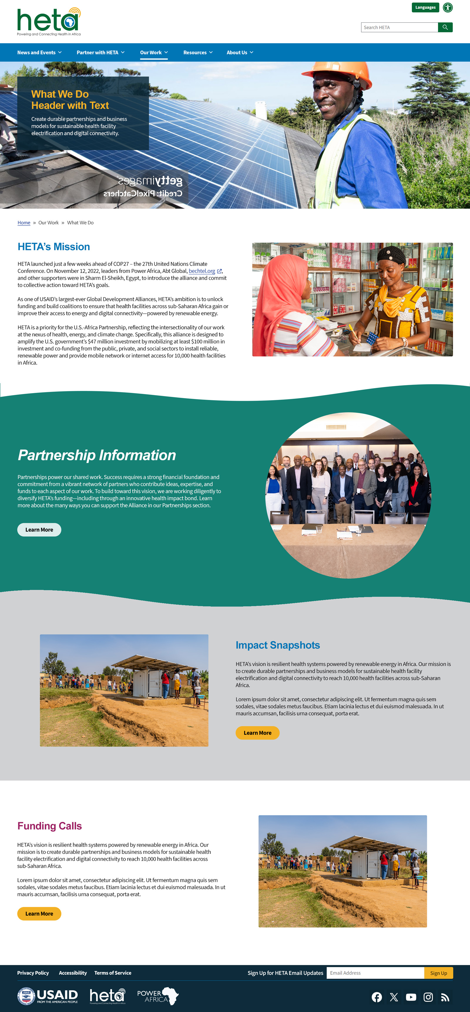 HETA homepage design